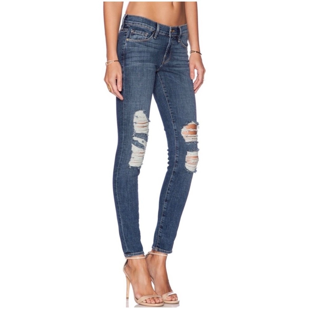 NWT Frame Denim Le Skinny de Jeanne Seville Distressed Jeans Blue Size 29